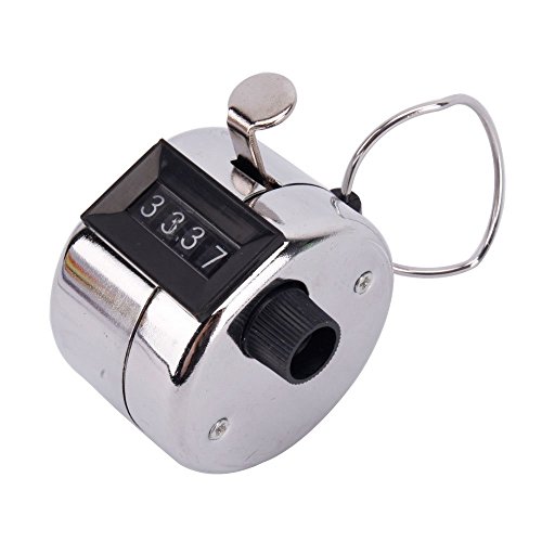 Encasa contador medidor de acero inoxidable de 4 dígitos manual mecánico, contador manual con un clic en plata