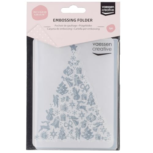 Vaessen Creative Dossier de Gaufrage Sapin de Noël 14,6 x 10,7 cm – Classeur de Gauffrage pour Carterie, Scrapbooking, Journaling – Réutilisable, Pour Machines de...