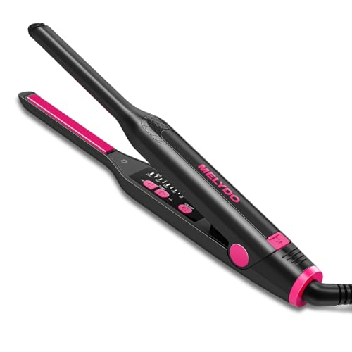 MELYDO Pencil Straighteners Mini Hair Straighteners and Curl 2 in 1 Thin Hair Straighteners for Woman Pixies Bangs Ceramic Coating with Adjustable Temperature 9 Settings 90-220C Fast Heat up