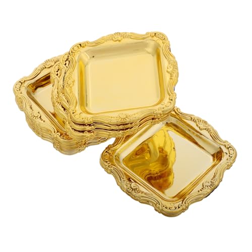 Ciieeo 10Pcs Mini Square Dessert Plates Elegant Trim Wedding Serving Trays for Treats Appetizers Cakes and Snacks for Bridal Showers Parties and Events
