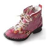 tmax 530 tuning TPR-Laufsohle TMA EYES Newsprint Leder mit Kunstfellfutter Damen Stiefeletten, rot, 42 EU