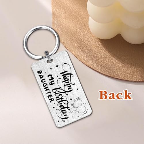 Daughter Birthday Keychain from Mom Dad, Happy Birthday Daughter Gifts, Personalized Engraved Daughter Birthday Gifts4