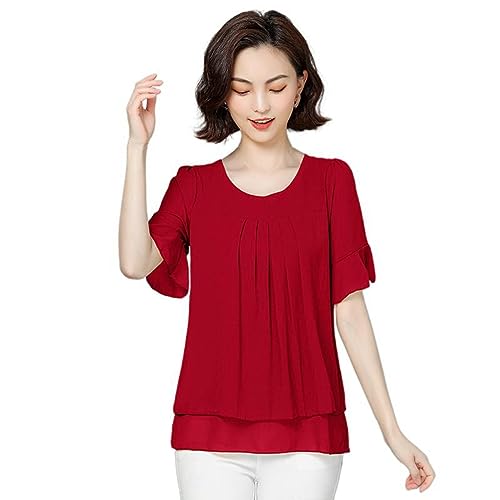 T-shirt manches courtes femme en mousseline pour soirées d'été et rendez-vous d'affaires