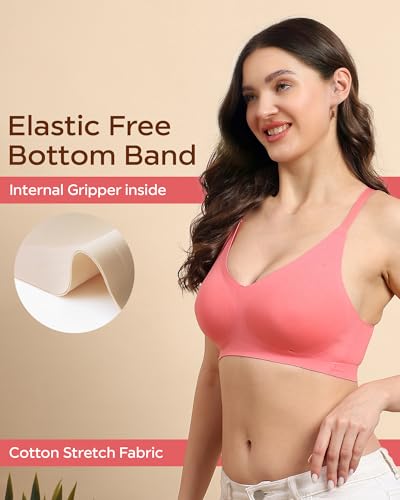 Image of Tweens Cotton Padded Bonded Bra for Women | Full Coverage Wire-Free Bra | Seamless No-Dig Comfort | Breathable Cotton | Elastic-Free Bottom Band & Side Wings | Pack of 1