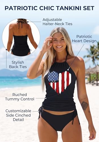 Image of Womens Two-Piece Tankini Set Cow Skull with Leopard Print Sets Swimwear Tankini Top Sets Swimwear