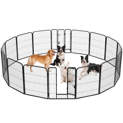Image of BestPet Indoor Dog Playpen,40inch 16 Panels Dog Pen Fence Outdoor Pet Playpen Pet Exercise Pen for RV Camping Yard, Black