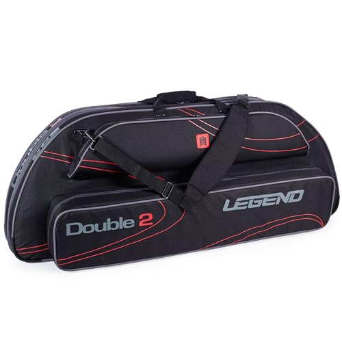 Legend Double 2 Compound Bow Travel Case - Archery Case With Foam Padding, Nylon Material, Storage Pockets For Accessories - Heavy-Duty Bow Soft Case cover