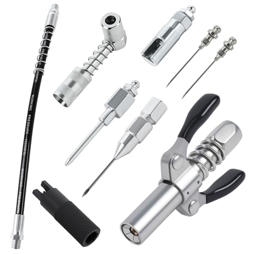 AILEDWER Grease Gun TipsGrease Gun FittingsGrease Gun Coupler90 Degree Grease Gun CouplerGrease Gun HoseZerk Fitting CleanerGrease Needle NozzlesGrease Filling Nozzle and Grease Tip