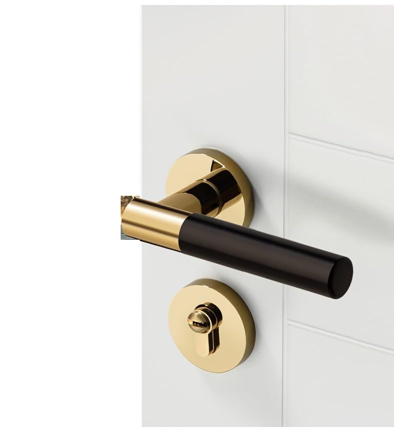 Serrure magnétique de porte de chambre aspect bois noir et or