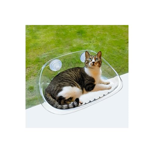 Window Perch Cat Bed - Easy-to-Install, Safe, and Comfortable Hanging Cat Bed for Windows and Smooth Tile Walls (Transparent, M)