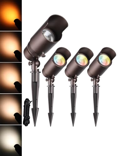 Image of LEONLITE 4-Pack 5CCT Low Voltage LED Landscape Spotlight Oil Rubbed Bronze