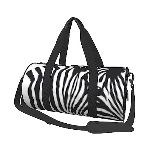 Sac de sport rond zèbre noir de grande capacité pour voyage