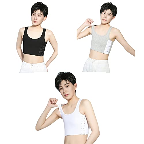 BaronHong Tomboy Breathable Cotton Elastic Band 3 Rows of Hooks Chest Binder Masculine Tank Top