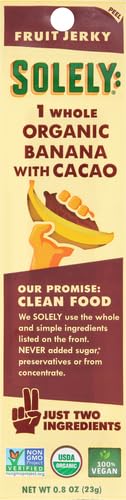 Image of SOLELY - Organic Banana Chocolate Drizzled Fruit Jerky - 1 Individually Wrapped Fruit Strip - Fruit Leather Made from Dried Fruit - Healthy Snacks for Adults & Kids - Vegan, Non GMO - 0.8oz (23g)