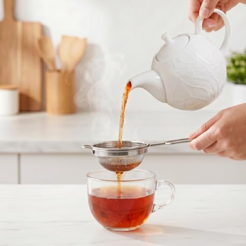 Image of Nestasia Stainless Steel Tea Strainer Set of 2 | Fine Mesh Coffee, Juice & Green Tea Strainer | 100% Food-Safe, Rust-Resistant & Dishwasher-Safe Chai Chhalni