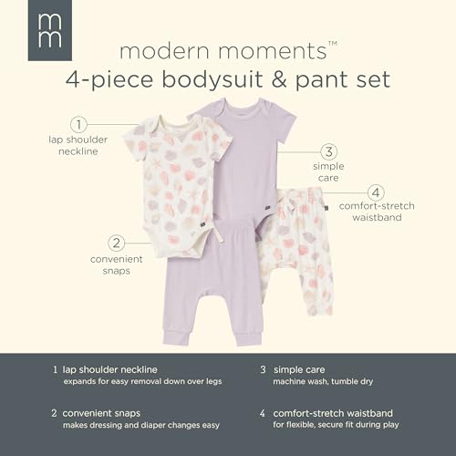 Image of Modern Moments by Gerber Baby Viscose 4-Pack Bodysuit & Pant Set