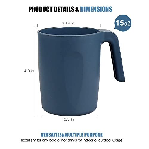 Shopwithgreen 15 Oz Plastic Cup With Handles, Unbreakable Drinking Glasses Stackable | Reusable Water Tumbler, Mug Set For Coffee, Wine, Camping, Bpa-Free | Dishwasher & Microwave Safe #TOP2