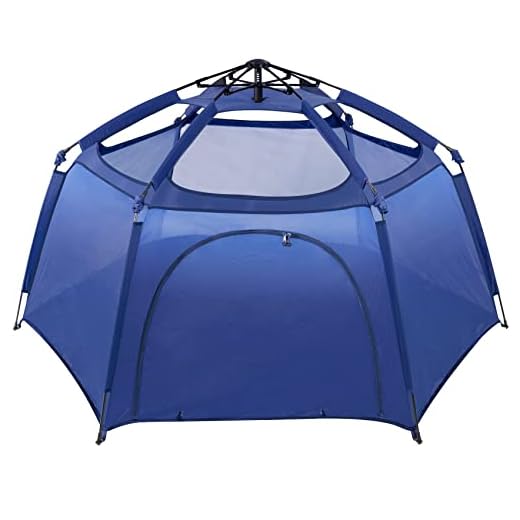 Alvantor Playpen Play Yard Space Canopy Fence Pin 6 Panel Popup Foldable and Portable Lightweight Safe Indoor Outdoor Infants Babies Toddlers Kids 7’x7’x44” Navy Patent