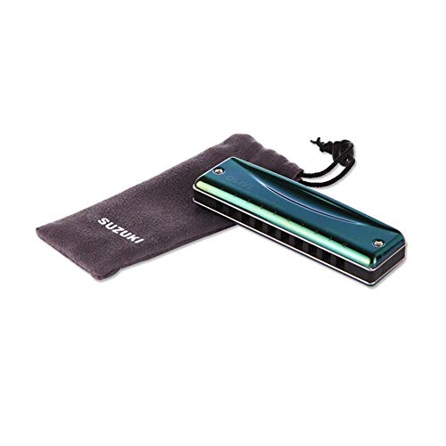 KMDSM Harmonica, 10 trous Blues Harmonica, Vert Olive Jouer Harmonica Professional, fortement recommandé par les débutants (10 * 2.7 * 2cm / 4 * 1,08 * 0,8 pouces, vert) (Color : Green)