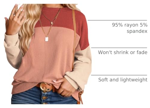 Image of DOLNINE Plus Size Tops for Women Long Sleeve Color Block Ribbed Knit Tunic