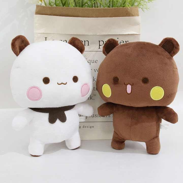Image of Tinytotem 26 cm Bear Panda Soft Toys for Kids Huggable Large Cute Cartoon Teddy for Couple Peach Goma Plush Toy for Girls girlfirend Couple Gift Stuffed Plushie Cuddly Companion for Valentine Day