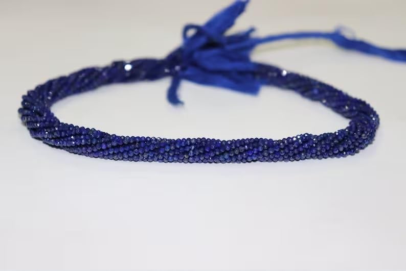 Cuentas de lapislázuli facetadas naturales de corte a máquina, cuentas de lapislázuli Rondelle, cuentas de lapislázuli para manualidades de