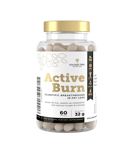 Golden Tree Active Burn − Cápsulas Té Verde con Vitamina C, Vitamina B6, Zinc, Cromo y Extracto de Pimienta Negra − 60 cápsulas vegetarianas