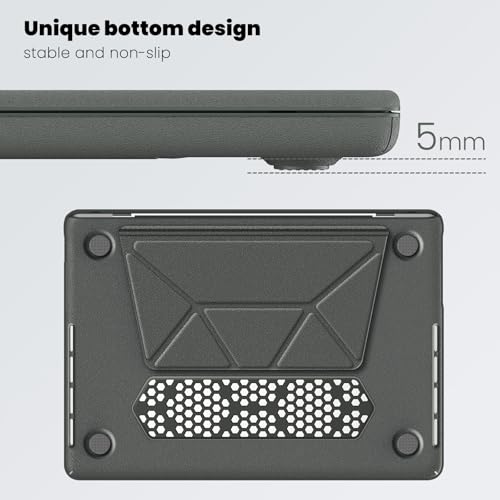 Image of ProElite Case for MacBook Pro 14 inch 2025 2024 2023 2022 2021 M5 Pro /M5 Max /M5 /M4 /M3 A2918 A2992 M2 A2779 M1 A2442 Pro Max, Slim Leather Case with Foldable Stand, Grey