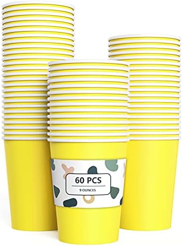 YANGTE 60 Pieces Red Paper Cups Disposable Party Cups Biodegradable and Compostable Drinking Cups for Party, Birthday Supplies, DIY - 9 Ounce - 250ml