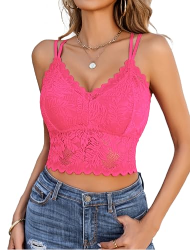 Image of Avidlove Lace Bralette for Women V Neck Camisoles Racerback Adjustable Strap Sexy Crop Tops