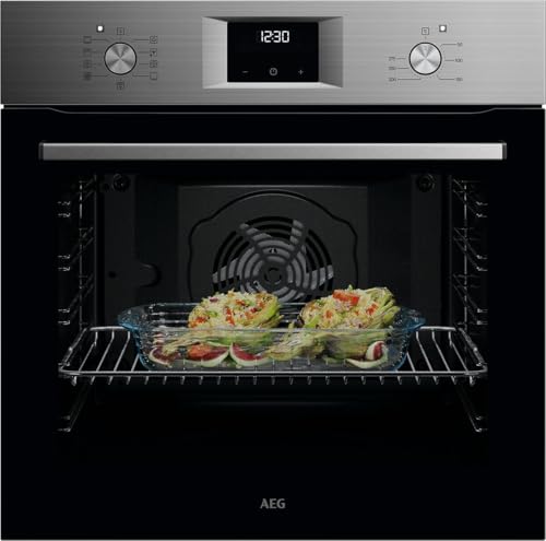 AEG Einbaubackofen Serie 5 mit Ringheißluft: gleichmäßige Garergebnisse auf 3 Ebenen Reinigung mit Wasserdampf A Elektronikuhr mit Timerfunktionen Grillfunktion Edelstahl OU5AB20ZSM