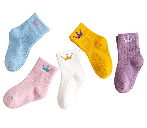 Juuly 5 Pares de Medias de la Rodilla Rodilleras Calcetines de Algodón Calcetines Largos con Tubo Largo y Lindo con Bowknot para 4-7 Años de Edad Niña