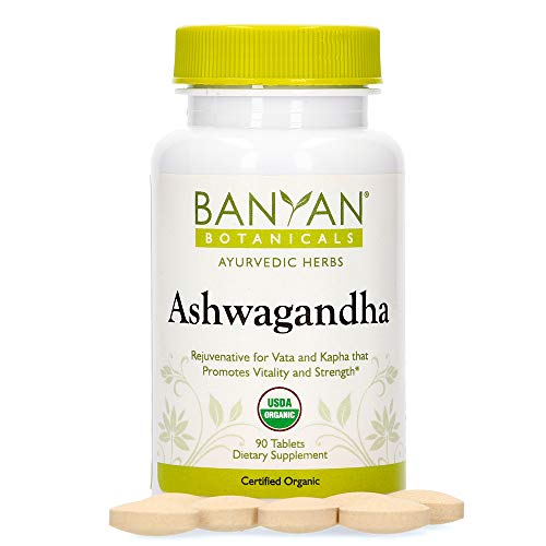 Banyan Botanicals Organic Ashwagandha Supplement  Withania somnifera  for Adrenal Support, Healthy Immune System, Stress Relief, Strength & More*  90 Tablets  Non-GMO Sustainably Sourced Vegan