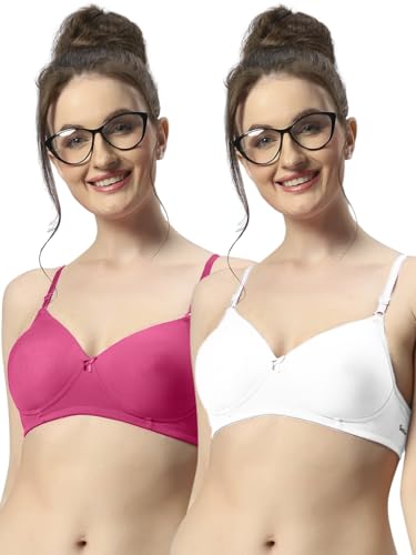 Image of SONARI Wire Free Padded Bra | Medium Padding for Support, Medium Coverage, Soft Cotton Polyester Material, Adjustable Straps with Hook & Eye Closure, Wash Only - 007