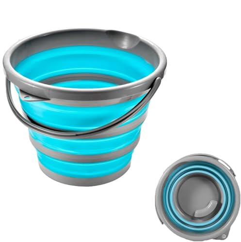 MITUMORMOR Faltbarer Silikon Eimer, 10 L Platzsparender Falteimer für unterwegs, Runde Wanne, Zusammenklappbarer Silikoneimer für Reinigung, Camping, Angeln, Reisen