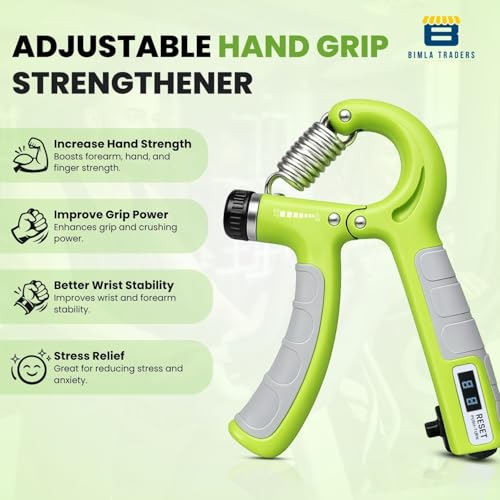 Image of CRAE Hand Gripper with Counter - Adjustable Grip Strengthener, 60 KG Capacity for Forearm, Wrist & Finger Workout Men & Women (Green)