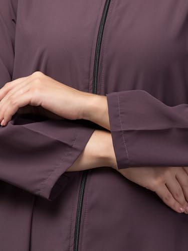 Image of Mallika Women Modest Wear Nida Matt Front Open Zipper Abaya Burkha for Everyday use (NHF1099 /148 Dusty Purple, 4XL)