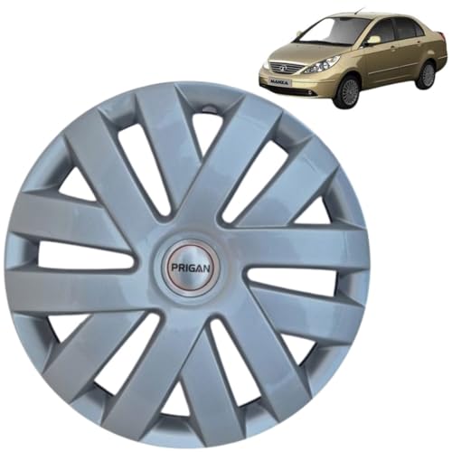 Image of Prigan Wheel Cover for TATA MANZA 15 Inch Silver Wheel Cap (Available in 15 Inch) (Set of 4 Pcs) (Press Fitting) Model- Polo Silver-15