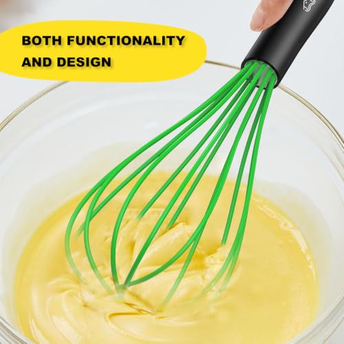 Image of NileHome Silicone Whisk Set, 3 Pack Kitchen Whisk 10 inch Kitchen Wisk Wire Whisks for Cooking, Whisking, Blending, Beating, Stirring-Multicolor