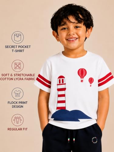 Image of Pilolo Kids Soft Cotton Lycra Pocket T-Shirt for Boy's