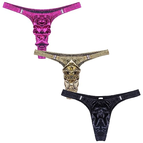 Faringoto Herren Dessous Gay Jockstrap Tanga Tanga Männer Glänzend Geraffte Beutel Höschen G-string Tanga, 3 Farben, Einheitsgröße