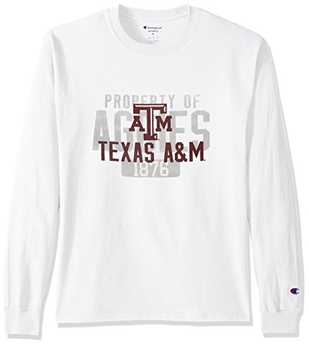Champion NCAA Mens Long Sleeve Lightweight T-shirt Officially Licensed 100% Cotton Tagless Tee Texas A