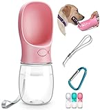 Deyace Dog Water Bottle, One-Handed Operation Leak Proof Lock Water Dog Travel Bottle, Food Grade, Blue/White/Pink