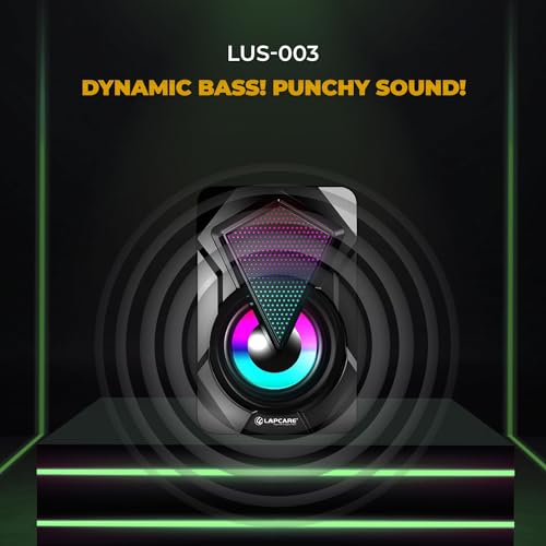 LAPCARE USB2.0 Gaming Speaker 10 watts 2.0 Multimedia Speaker with 7 Cool RGB Lights, USB Powered, AUX Input, Volume Control Pod for PC, Laptops,... - Image 5