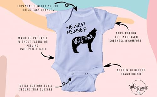 Ink Trendz Baby Announcement Onesie Member of Wolfpack Cotton Infant Baby Bodysuit2