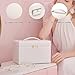 Vlando Mirrored Jewelry Box Organizer, Leather Jewelry Storage Case, Necklaces Earrings Rings Brackets Box Holder, Pearl White