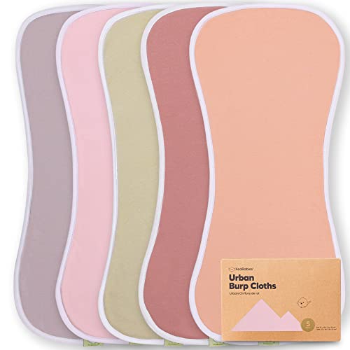 Image of 5-Pack Organic Burp Cloths for Baby Boys and Girls - Ultra Absorbent Burping Cloth for Newborn - Milk Spit Up Rags - Burpy Cloth Bib for Unisex (Muted Pastel)