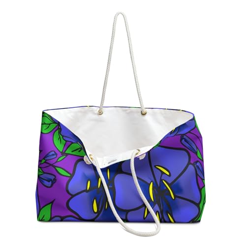 Weekender Bag Vibrant Floral Design with Purple and Blue Blooms3