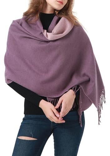 MEANBEAUTY Women's Pashmina Shawls and Wraps Cashmere Feel Large Scarf Winter Scarves Two-Color Blanket for Wedding Gifts
