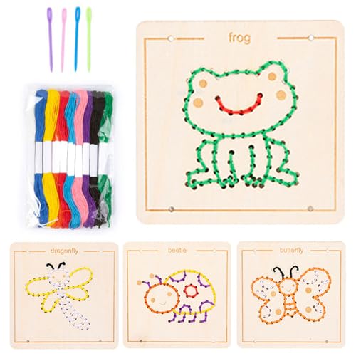 GWAWG Kits de costura de madera de animales, kit de costura para niños, kit de costura para niños, kit de costura para principiantes, kit de manualidades para niños, regalo para